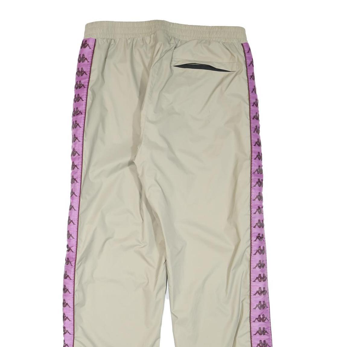 KAPPA Womens Joggers Beige & Violet Logo Slim Tapered M W32 L29 Nylon Track