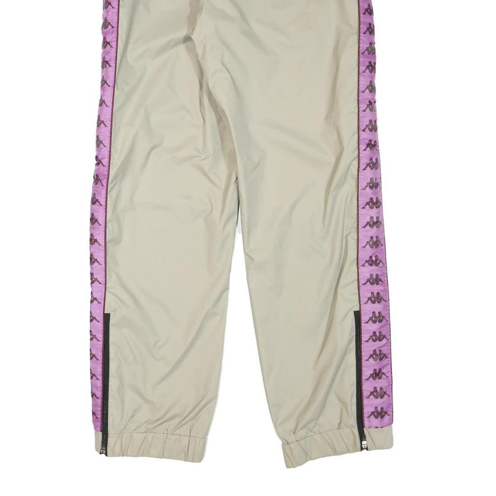 KAPPA Womens Joggers Beige & Violet Logo Slim Tapered M W32 L29 Nylon Track