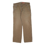 DICKIES Mens Regular Fit Straight Cotton Blend Brown Zip W34 L30 Workwear Jeans