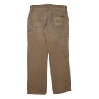 DICKIES Mens Regular Fit Straight Cotton Blend Brown Zip W34 L30 Workwear Jeans