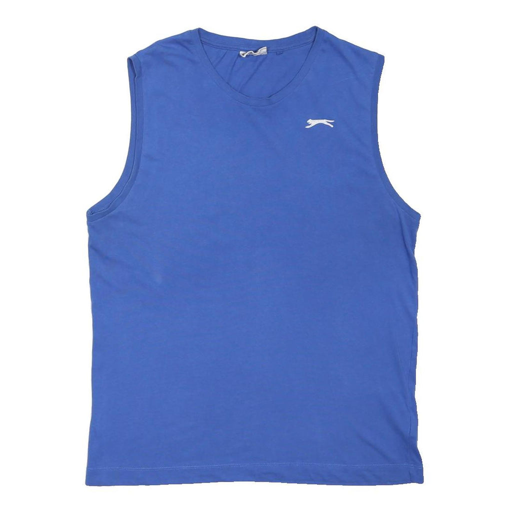 SLAZENGER Mens Blue Sleeveless Round Neck Cotton Blend M Sports Logo T-Shirt