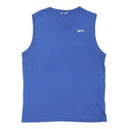 SLAZENGER Mens Blue Sleeveless Round Neck Cotton Blend M Sports Logo T-Shirt