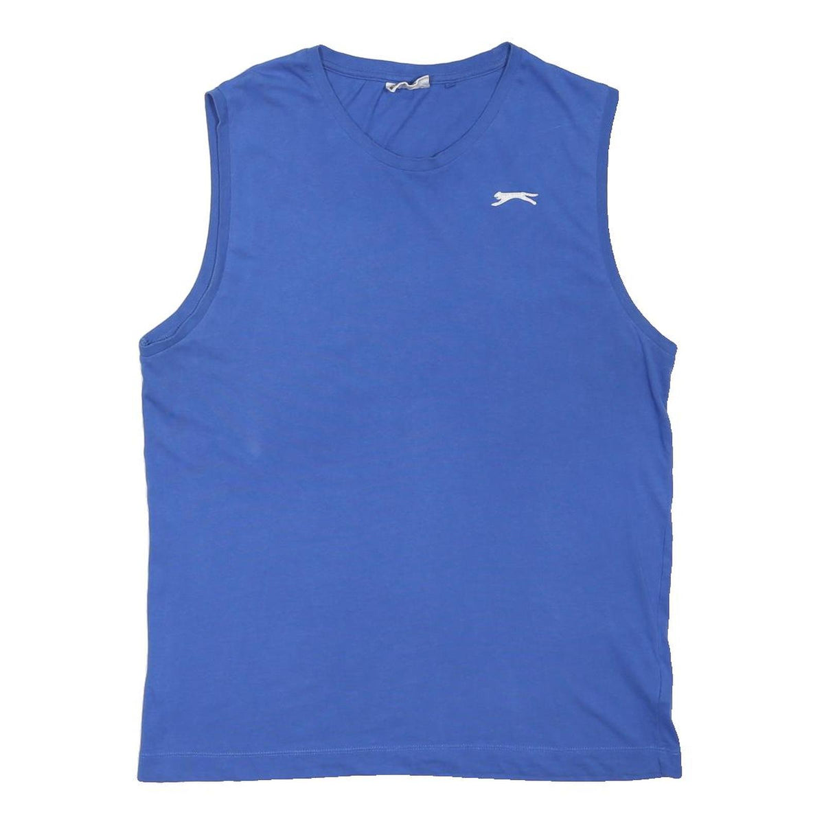 SLAZENGER Mens Blue Sleeveless Round Neck Cotton Blend M Sports Logo T-Shirt