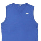 SLAZENGER Mens Blue Sleeveless Round Neck Cotton Blend M Sports Logo T-Shirt
