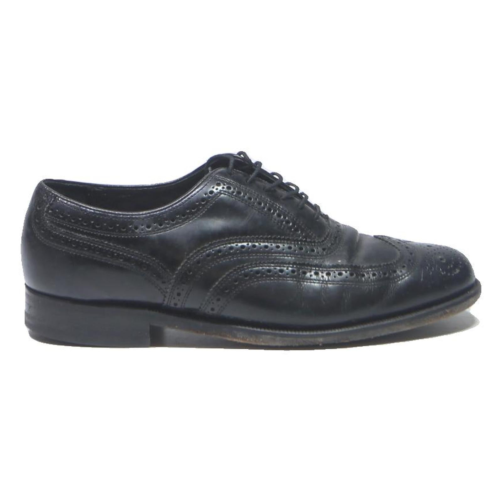 FLORSHEIM Mens Leather Brogue Shoes Black UK 7 Classic Dress Formal