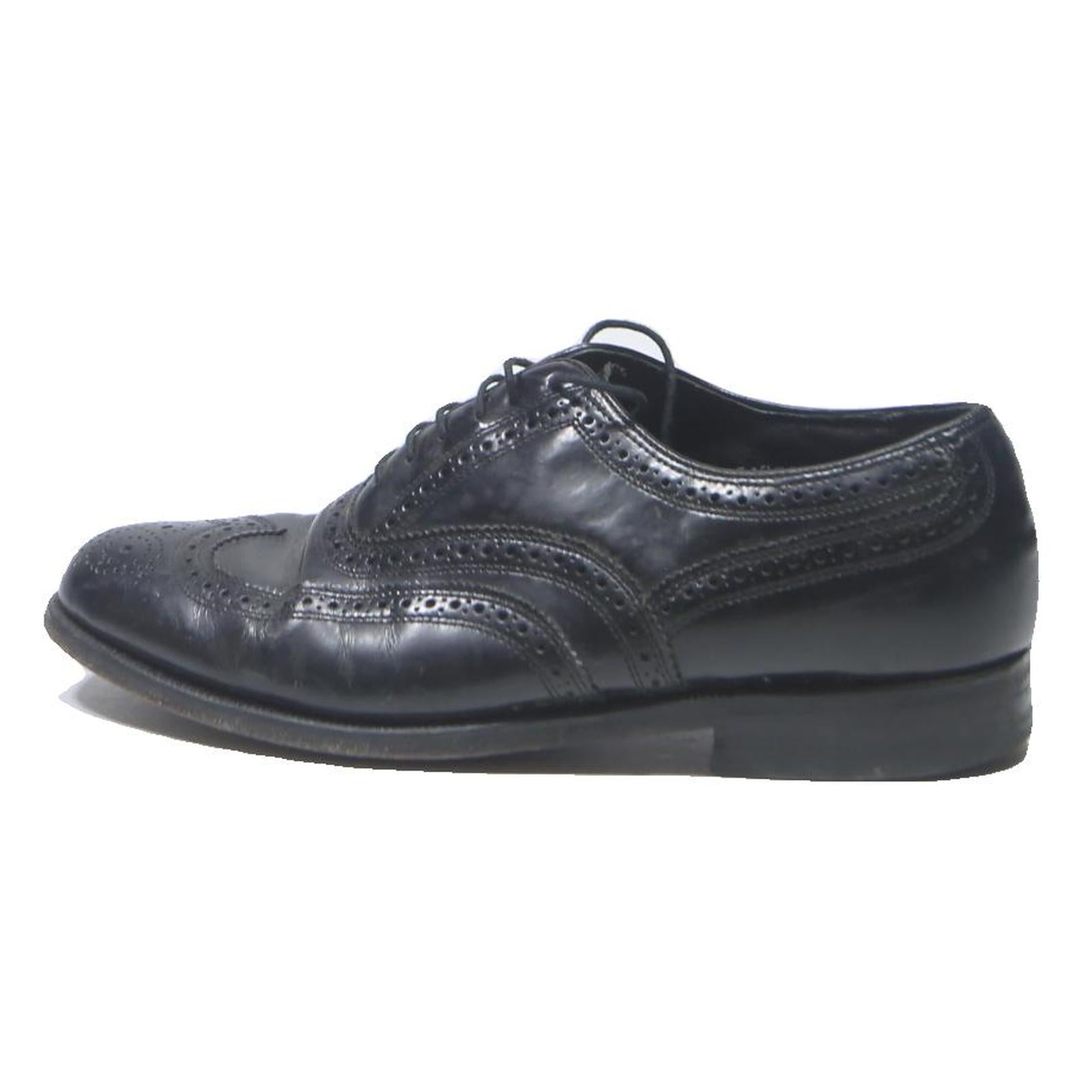 FLORSHEIM Mens Leather Brogue Shoes Black UK 7 Classic Dress Formal