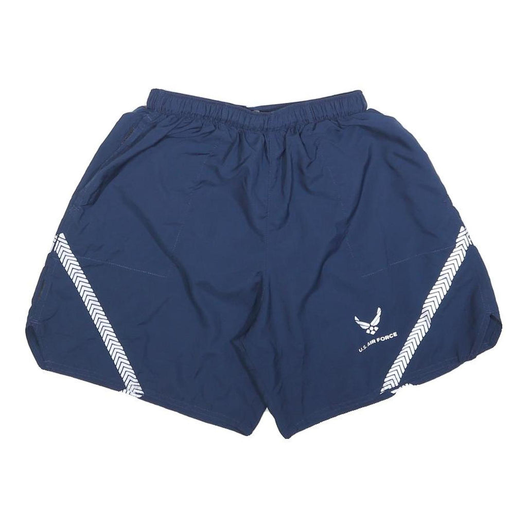 Mens Navy Blue Polyester Casual Shorts S W25 U.S. Air Force Logo Reflective
