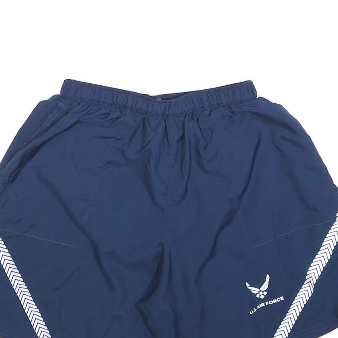 Mens Navy Blue Polyester Casual Shorts S W25 U.S. Air Force Logo Reflective