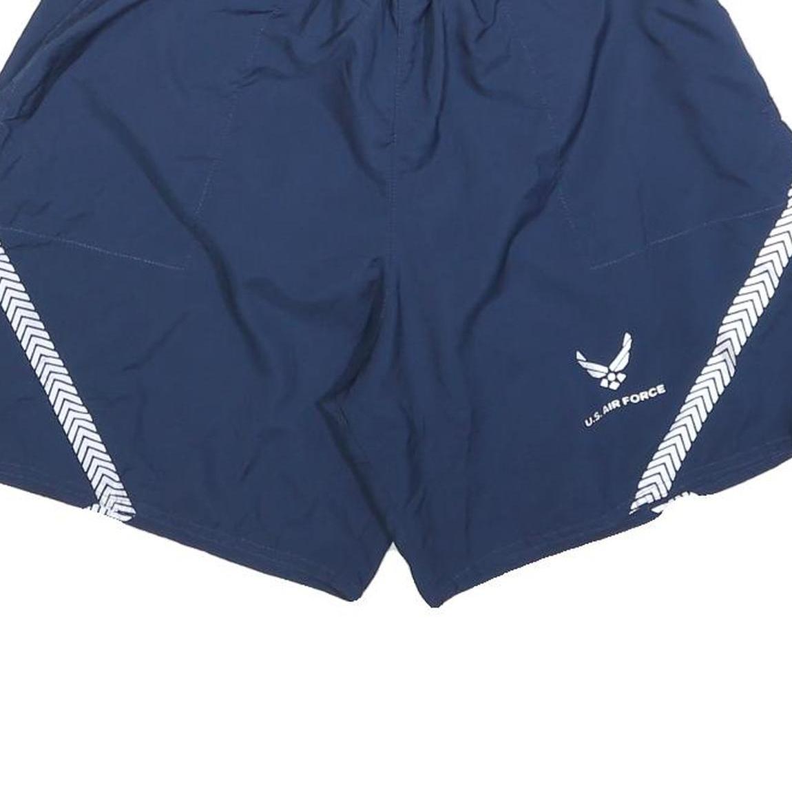 Mens Navy Blue Polyester Casual Shorts S W25 U.S. Air Force Logo Reflective