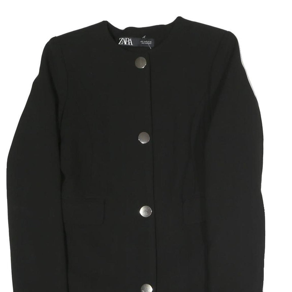 ZARA Womens Black Jacket S Polyester Blend Button Plain Formal Stylish