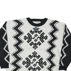 SWEET BABY JANE Womens Black & White Patterned Jumper Crew Neck Basic Knit M