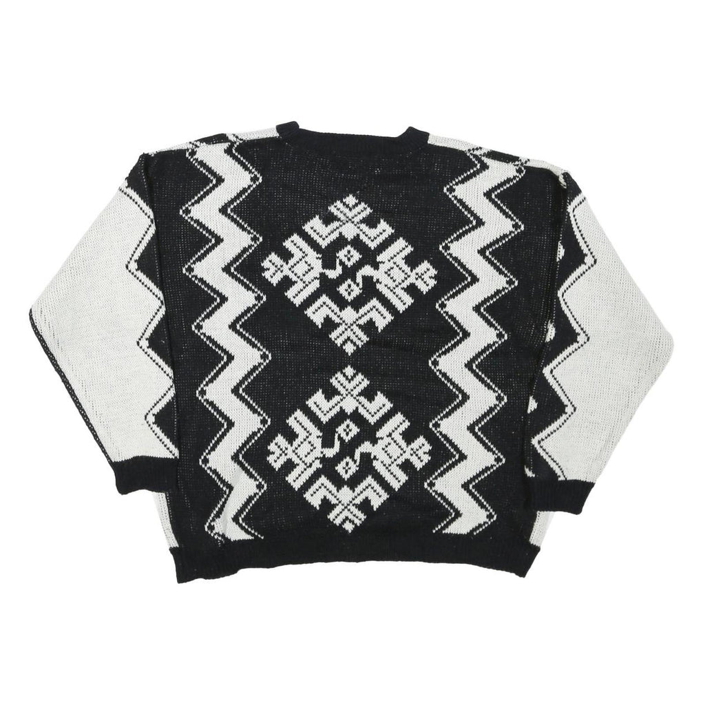 SWEET BABY JANE Womens Black & White Patterned Jumper Crew Neck Basic Knit M