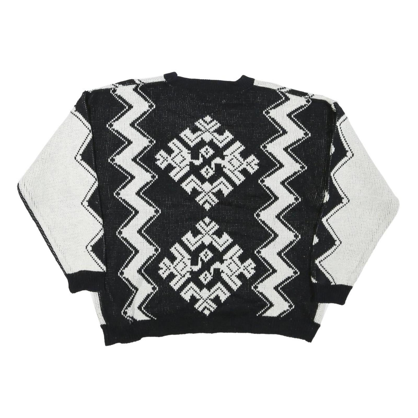 SWEET BABY JANE Womens Black & White Patterned Jumper Crew Neck Basic Knit M