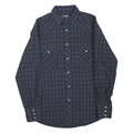 WRANGLER Mens Blue & Brown Check Shirt L Long Sleeve Button Cotton Blend