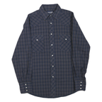 WRANGLER Mens Blue & Brown Check Shirt L Long Sleeve Button Cotton Blend
