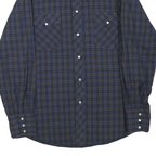WRANGLER Mens Blue & Brown Check Shirt L Long Sleeve Button Cotton Blend