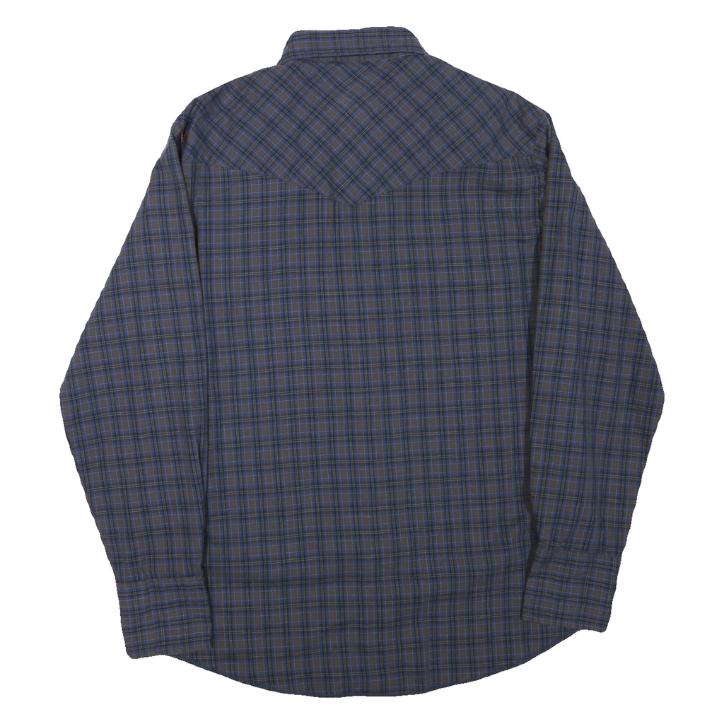 WRANGLER Mens Blue & Brown Check Shirt L Long Sleeve Button Cotton Blend