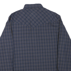 WRANGLER Mens Blue & Brown Check Shirt L Long Sleeve Button Cotton Blend