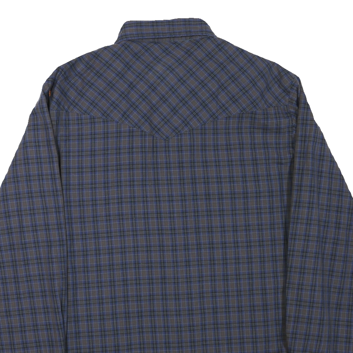 WRANGLER Mens Blue & Brown Check Shirt L Long Sleeve Button Cotton Blend