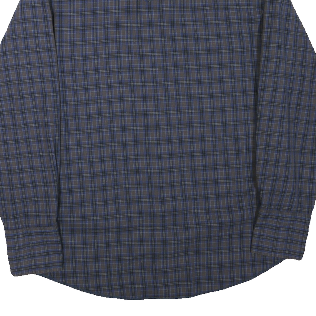WRANGLER Mens Blue & Brown Check Shirt L Long Sleeve Button Cotton Blend