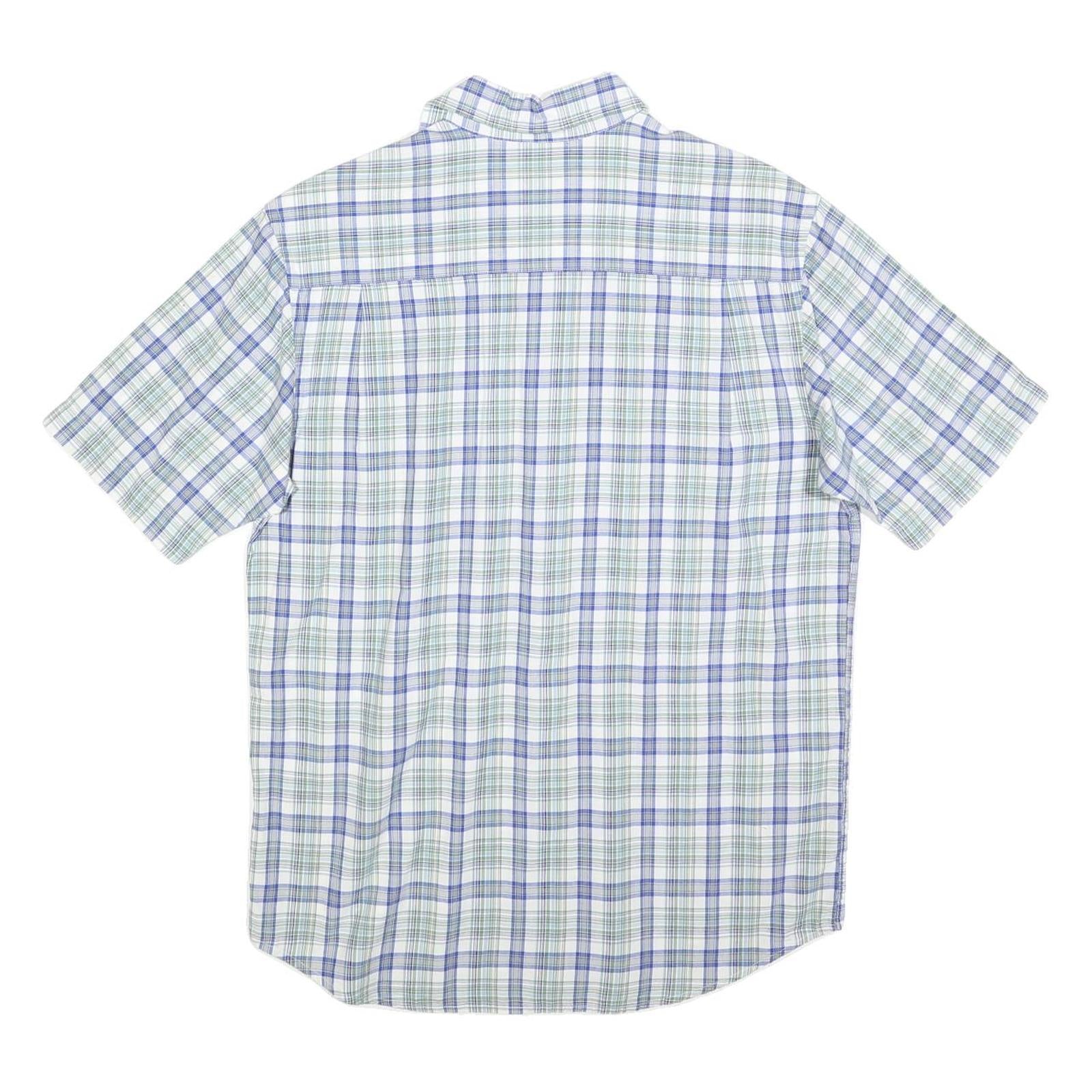 NAUTICA Mens Blue & Green Check Shirt S Cotton Blend Casual Summer Fit