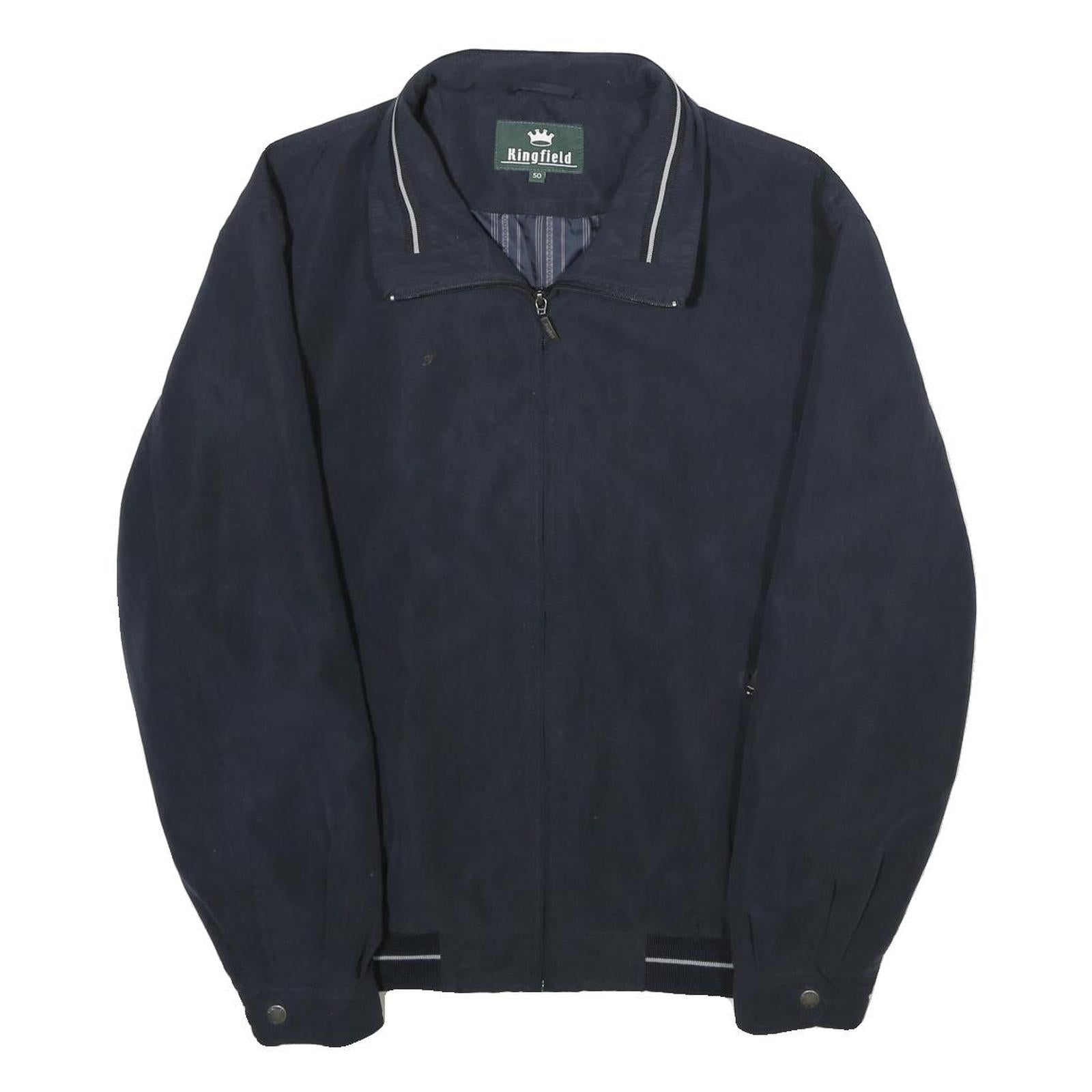 KINGFIELD Mens Navy Zip Jacket L Polyester Blend Classic Casual Outerwear