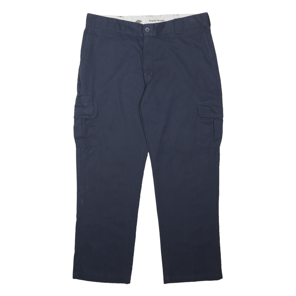 DICKIES Mens Navy Blue Regular Straight Cotton Blend Trousers W40 L31 Workwear