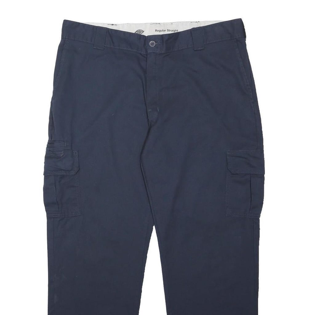 DICKIES Mens Navy Blue Regular Straight Cotton Blend Trousers W40 L31 Workwear