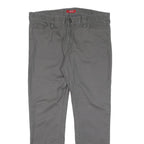 GUESS Mens Cotton Blend Grey Slim Straight Trousers W36 L30 Casual Smart Zip