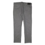 GUESS Mens Cotton Blend Grey Slim Straight Trousers W36 L30 Casual Smart Zip