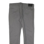 GUESS Mens Cotton Blend Grey Slim Straight Trousers W36 L30 Casual Smart Zip