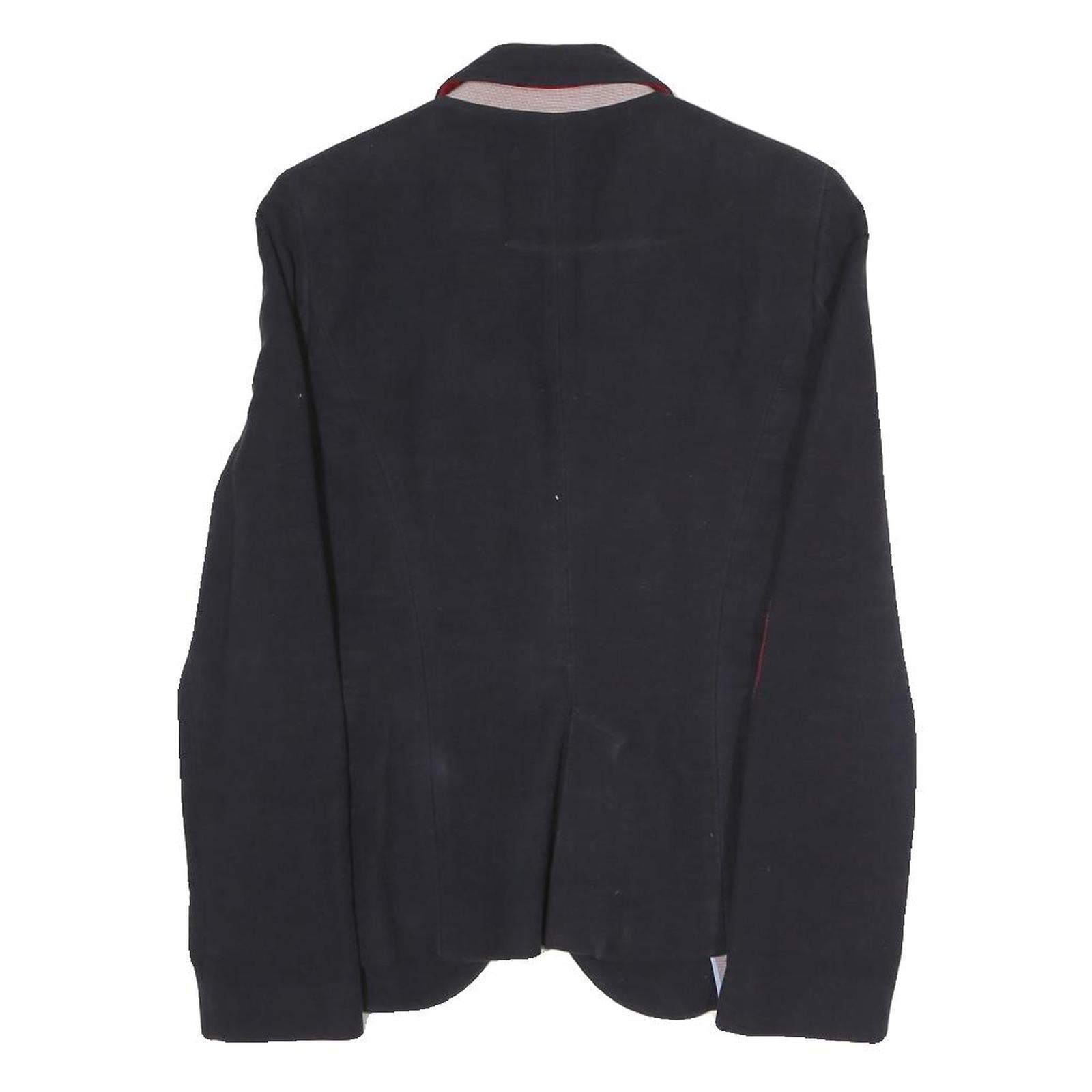 ZARA Womens Black Navy & Red Elbow Patch Button Jacket S Polyester Blend Blazer
