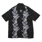 Mens Black Rayon Floral Print Short Sleeve Shirt L Casual Summer Button Up