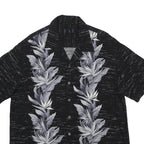 Mens Black Rayon Floral Print Short Sleeve Shirt L Casual Summer Button Up