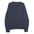 NAUTICA Mens Navy Blue & White Plain Crew Neck Basic Knit Jumper M Cotton