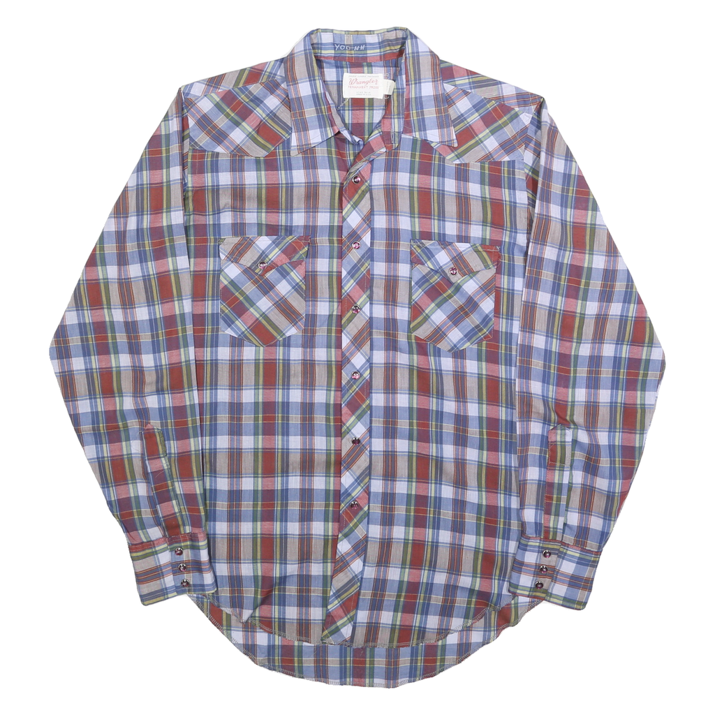WRANGLER Mens Blue Red & Green Check Shirt XL Long Sleeve Button Western Casual