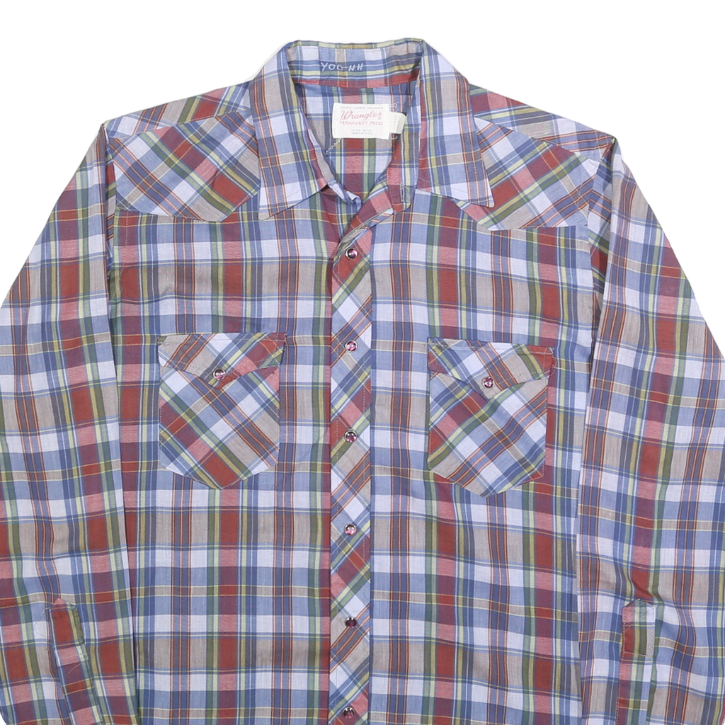 WRANGLER Mens Blue Red & Green Check Shirt XL Long Sleeve Button Western Casual