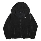 DKNY Womens Black Zip Up Hooded Polyester Blend Jacket L Fleece Casual