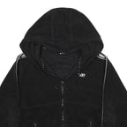 DKNY Womens Black Zip Up Hooded Polyester Blend Jacket L Fleece Casual