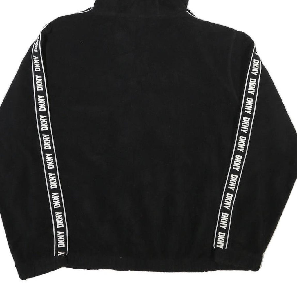 DKNY Womens Black Zip Up Hooded Polyester Blend Jacket L Fleece Casual