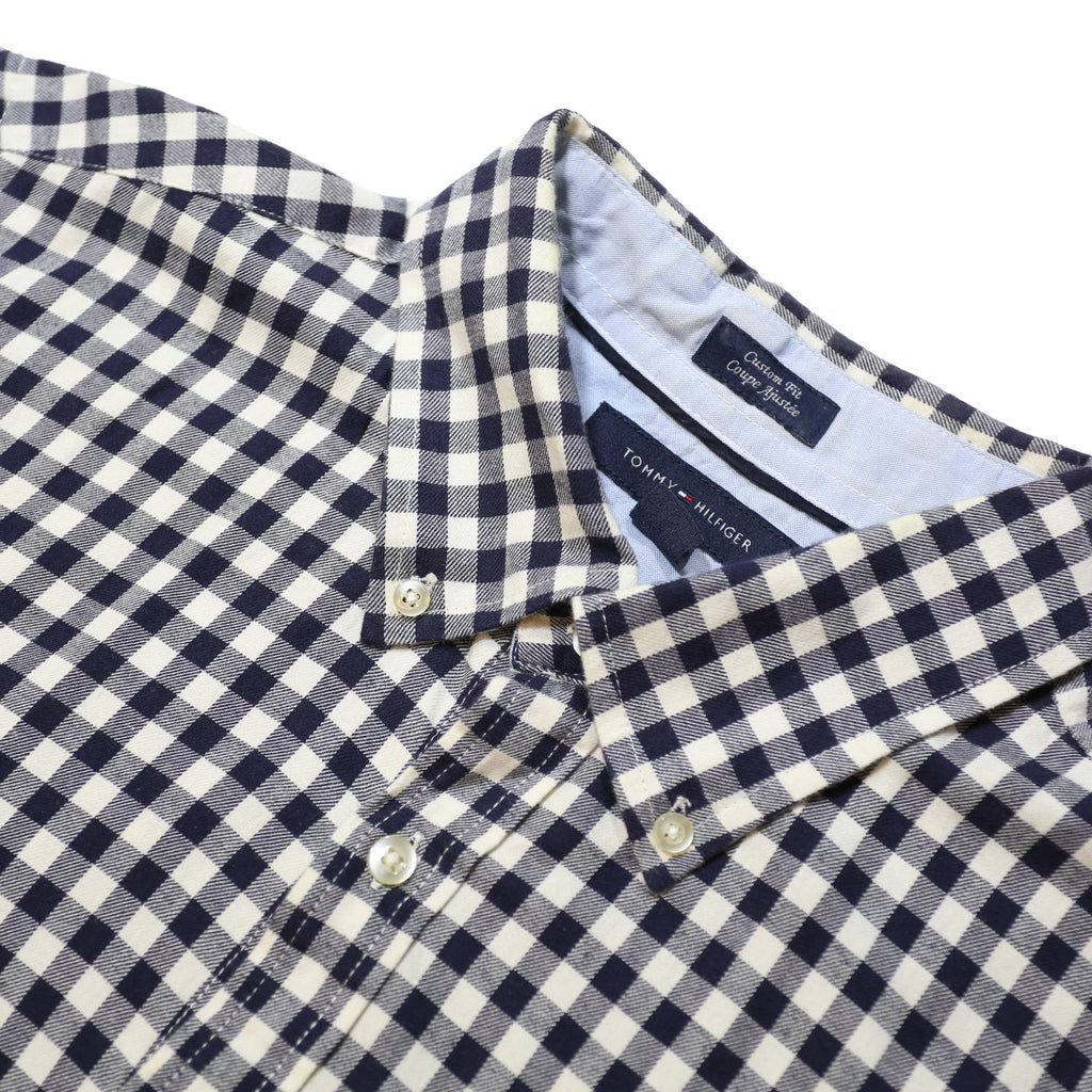 TOMMY HILFIGER Mens Black & White Check Shirt M Button Down Cotton Casual