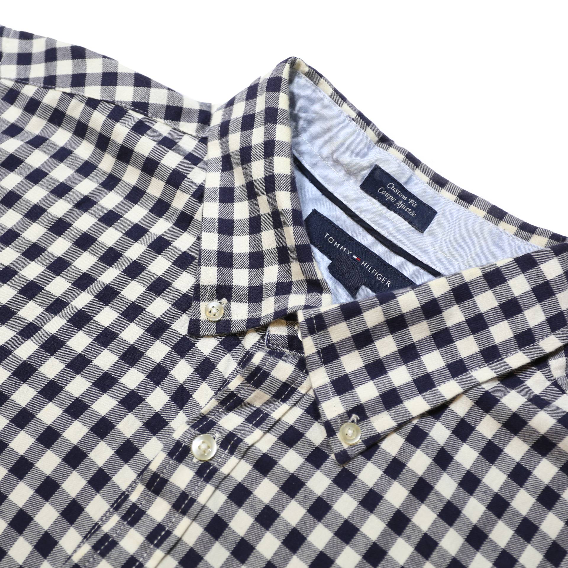 TOMMY HILFIGER Mens Black & White Check Shirt M Button Down Cotton Casual