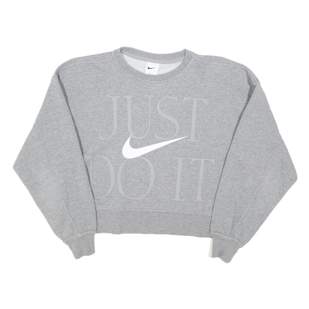 NIKE Womens Grey Cotton Blend Crew Neck XS Just Do It Sweatshirt Casual Comfort