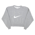 NIKE Womens Grey Cotton Blend Crew Neck XS Just Do It Sweatshirt Casual Comfort