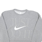 NIKE Womens Grey Cotton Blend Crew Neck XS Just Do It Sweatshirt Casual Comfort