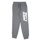 NIKE Mens Joggers Grey S W26 L31 Cotton Blend Logo Print Slim Fit Tapered