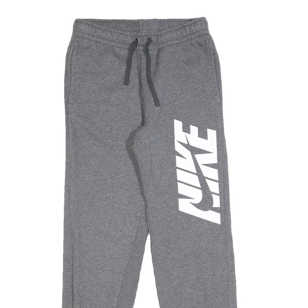 NIKE Mens Joggers Grey S W26 L31 Cotton Blend Logo Print Slim Fit Tapered