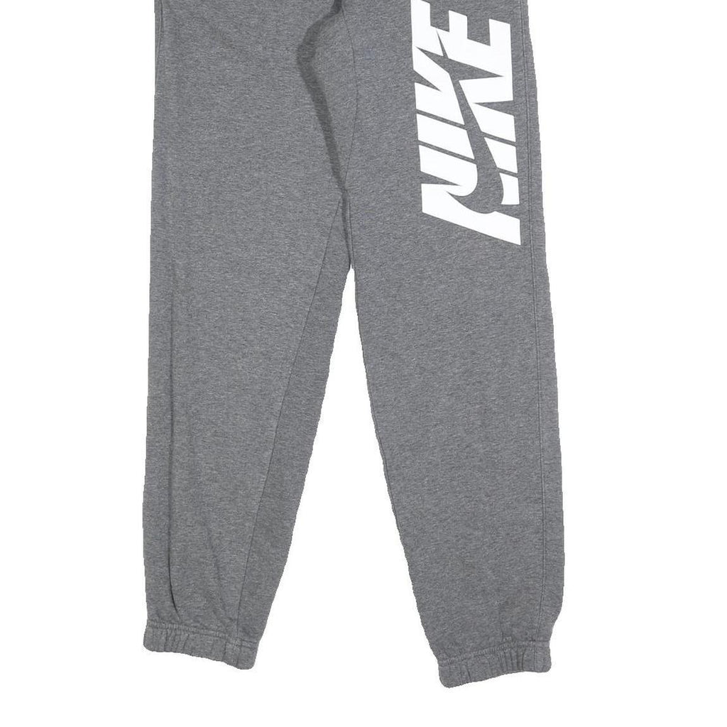 NIKE Mens Joggers Grey S W26 L31 Cotton Blend Logo Print Slim Fit Tapered