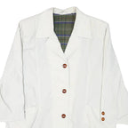 Womens White Button Jacket L Polyester Blend Plain Classic Stylish Outerwear