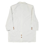 Womens White Button Jacket L Polyester Blend Plain Classic Stylish Outerwear